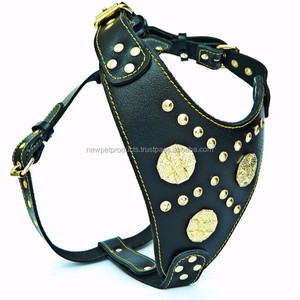 Harnais et colliers en cuir pour chien Laisses durables pour animaux d'extérieur personnalisées Collier pour chien Cristal clair Rivet de taille personnalisée pour bébé - Product Image 2