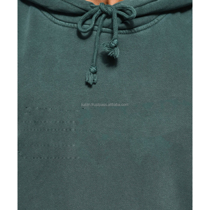 Mejor precio KFH48 Sudadera con capucha verde oscuro para hombre 100% algodón de talla grande con bolsillos cortados y cosidos para el invierno - Product Image 3