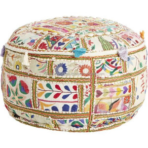 Modern Art Style Woven Patchwork Pouf Indian Round Cotton Pouffe Cushion Stool Bulk Product Floor Cover Ottoman - Product Image 3