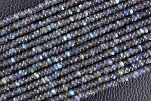 ลูกปัดอัญมณีลาบราดอไรต์ธรรมชาติเกรด AAA สีฟ้าประกายหินไฟสีฟ้าเจียระไนแบบเหลี่ยมเพชรพลอยเครื่องประดับขายส่ง - Product Image 6