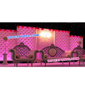 Decoración de escenario para recepción de boda, escenario de noche de boda con paneles de piel, paneles de cristal insertados, fabricante - Product Image 1