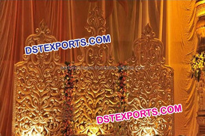 ชุดหลังเวทีกรอบสีทองสไตล์ราจาดาสำหรับงานแต่งงานเวทีแกรนด์มหาราชาชุดรูปแบบอินเดียสมัยใหม่ตกแต่งเวทีปาร์ตี้ที่สง่างาม - Product Image 4