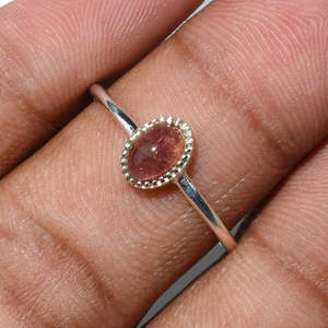 Anillo de Plata de Ley 925 con turmalina rosa, joyería de plata 925 con forma ovalada auténtica, diseño exclusivo - Product Image 4