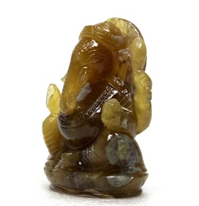 Handcrafted Carved Fluorite Ganesha <b>Statue</b> <b>Religious</b> Style Chakra Pattern Bracelet Figurine Honey Crystal Quartz Rose Quartz - Product Image 3