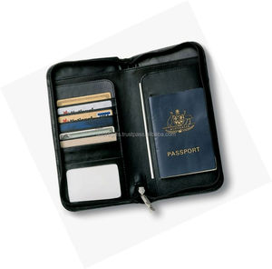 Portefeuille de voyage en cuir véritable pour hommes, portefeuille de voyage sur mesure, pliable - Product Image 1