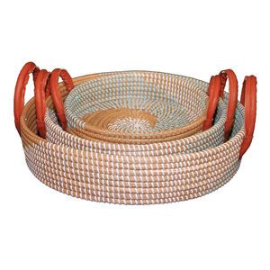 Plateau en jonc de mer tressé pour servir les aliments avec poignées - Product Image 2