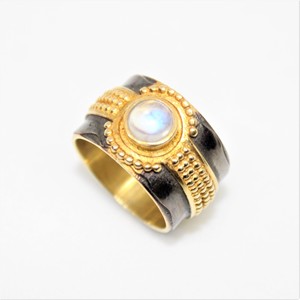 Beautiful Wholesale Price New Collection 925 Sterling <b>Silver</b> Rainbow Moonstone Gold Plated <b>Band</b> <b>Ring</b> - Product Image 3