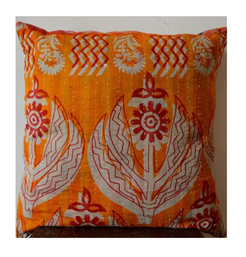 Fodera per divano con cuscino ricamato Kantha in cotone 100% indiano fatto a mano Vintage all'ingrosso