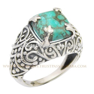 2025 dernière vente en gros femmes fille bijoux bague pierres précieuses naturelles fiançailles Turquoise pierre anneaux bijoux en argent - Product Image 4