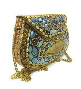 Clutches en mosaïque au charme vintage, portefeuilles en mosaïque bohème chic, sacs à main ethniques luxueux en mosaïque pour femmes à bas prix par LUXURY CRAFTS - Product Image 3