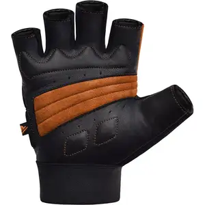 Leather Gym Gloves with 12" Wrist Wrap for Fitness Bodybuilding Exercise Breathable Powerlifting Wrist Support Strength