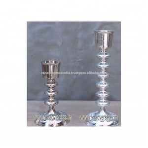 Bougeoir en aluminium moderne plaqué argent pour la décoration de table d'événement et de fête d'anniversaire - Product Image 1