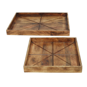 Grand plateau de service en bois d'acacia noyer manguier Design rectangulaire pour restaurant - Product Image 1