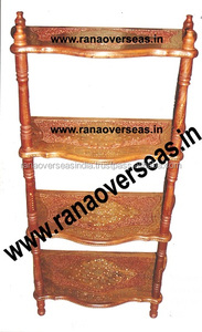 Estante Esquinero Plegable de Madera Ecológica de Lujo Hecho a Mano con Incrustaciones de Latón para el Hogar y la Oficina - Product Image 3