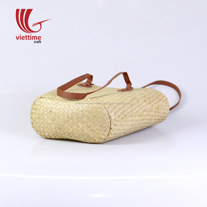 กระเป๋าสาน Lepironia สวย,กระเป๋าสานพร้อมสายหนังกระเป๋าชายหาดใบใหญ่ - Product Image 3