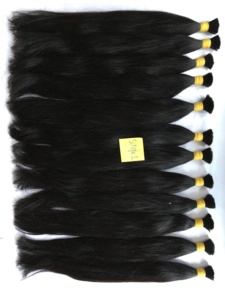 Paquetes de tejido de cabello Remy virgen 100% Onda recta sedosa 8 "-28" Longitud cortada de cabello crudo de chica joven - Product Image 2