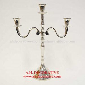 Design Simple en aluminium coûteux 3 bras de bougie candélabres pour centre de table décoration de mariage et de fête utiliser candélabres argentés - Product Image 2