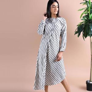 Vestido largo blanco de algodón con estampado Ikkat, ropa de fiesta bohemia para mujer - Product Image 2