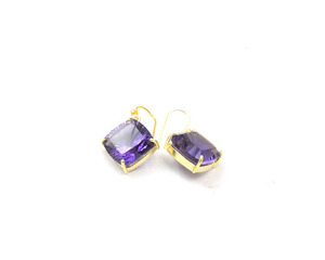 <b>Beautiful</b> Amethyst Natural Multi Gemstone Jewelry Gemstone Gold Plated Wire Wrapped Set Double Stone CZ <b>Earring</b> - Product Image 1