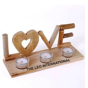 Dernière bougie chauffe-plat Love avec base en bois Lettres d'amour argentées Décoration de mariage pour Noël - Product Image 1