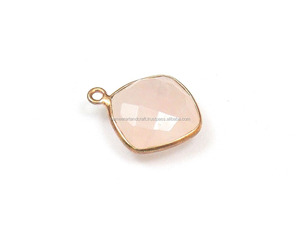 Connecteur de lunette fait main en pierre précieuse calcédoine rose avec coussin plaqué or rose simple et double caution disponible - Product Image 4