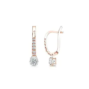 Boucles d'oreilles rondes en diamant véritable pour femmes, créoles cloutées, goutte d'eau, 0.80TCW, 2019