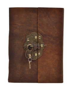 Grosir buatan tangan 100% kulit asli jurnal putih kosong halaman Vintage jurnal coklat tua kunci kunci unik buku catatan perjalanan - Product Image 1