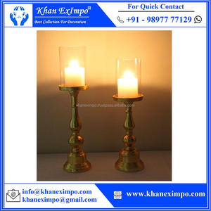 เชิงเทียนแก้วโลหะสีทองพร้อมกรวยที่วางเสาที่สง่างามสำหรับตกแต่งงานแต่งงานและคริสต์มาส - Product Image 3