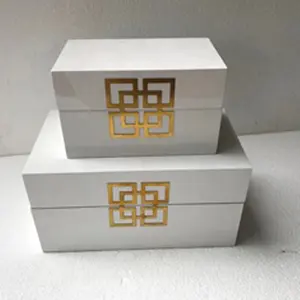 High quality best selling lacquered rectangle box with white color from Vietnam