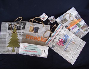 Mini Newspaper Foldable Reusable Shopping Tote <b>Bag</b> with Rope Handle and Custom Printed Logo - Product Image 4
