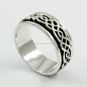 Beautiful Celtic Design Invisible Setting 925 Sterling <b>Silver</b> Spinning <b>Ring</b> for Wedding Anniversary & Party-India - Product Image 1