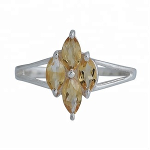 Anillo de piedras preciosas citrino con forma de marquesa facetada de Plata de Ley 925, regalo de boda liso a la moda, joyería chapada en plata - Product Image 1