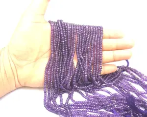 Natural Amethyst 3-4 mm Roundel Gemstone <b>Beads</b> Strand - Product Image 1