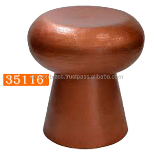 Tabouret en métal martelé avec finitions en cuivre - Product Image 3