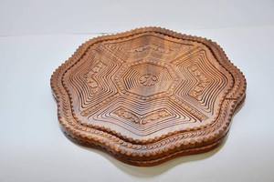 Wooden Collapsible Dry Fruit Basket apple Shape , 12" 14" Sizes Collapsible Basket Leaf <b>Heart</b> Custom Flower Wooden Basket - Product Image 4