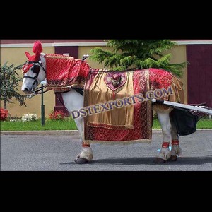 Costumes de cheval rouges pour mariage, costumes de cheval, costumes de décoration pour chevaux, fabricants de costumes - Product Image 1