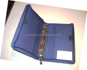 หรูหราสีฟ้าของแท้ A5 A4ไนลอนแหวน Binder 4แหวนซิปปิด Binder โน๊ตบุ๊ค - Product Image 1