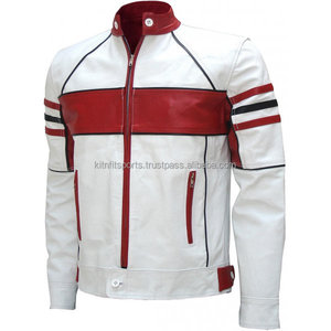 Chaqueta de cuero para motocicleta para hombre, color azul y negro - Product Image 5