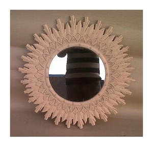 Espejo de madera redondo de diseño Art Deco para decoración de pared de hogar y oficina - Product Image 1