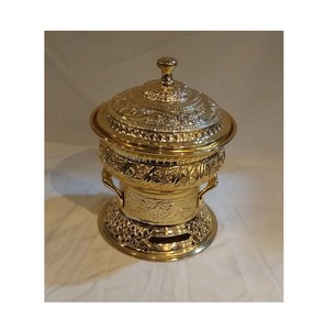 Solid Brass Chafing Dish Superior Quality <b>Buffet</b> Food <b>Warmer</b> Chafing Dish With Wrought Iron Stand - Product Image 1