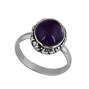 Anillo de piedras preciosas de amatista púrpura de forma ovalada de 10X12mm sólido. Anillo de Plata de Ley 925 joyería mayorista fabricación CASA DE PLATA - Product Image 2