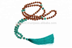 Meditación Natural de Grado Superior Japamala Rudraksha 108 cuentas anudadas borla Mala Collar para hinduismo regalo fiesta ocasiones Unisex - Product Image 6
