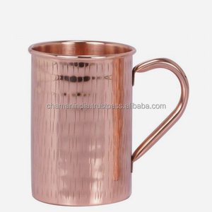 Chope à bière en cuivre martelé de riz en cuivre massif - Product Image 1