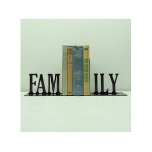 Serre-livres Antique fait à la main moderne vintage décontracté décoratif unique logo personnalisé famille en lettres anglaises serre-livres noirs - Product Image 1