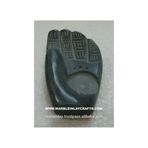 Soapstone <b>Black</b> Hand Shape Candle <b>Holders</b> - Product Image 1
