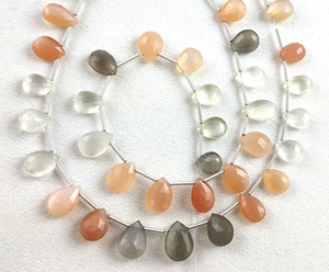 Perlas microfacetadas en forma de pera, piedra Natural de múltiples piedras de Luna facetadas en forma de pera GHemstone Briolette, venta al por mayor - Product Image 3
