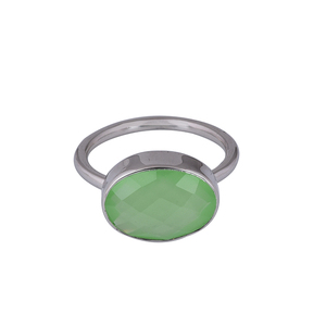 10X14mm genuino verde Prehnita Calcedonia anillo de piedras preciosas sólido 925 plata esterlina venta al por mayor joyería fabricación CASA DE PLATA - Product Image 1