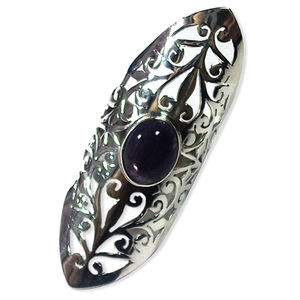 Exquisita amatista púrpura Plata de Ley 925 estilo bohemio grande diseño superior jaali corte anillo de dedo eternidad anillos vermeil - Product Image 1