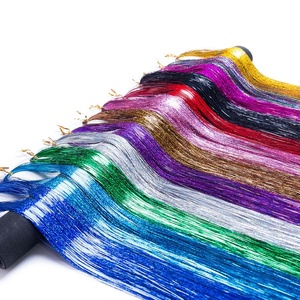 <span class=keywords><strong>Extension</strong></span> per Capelli Sintetici con Glitter 120cm 48 Pollici, Effetto Laser Arcobaleno per Ragazze e Feste - Product Image 2