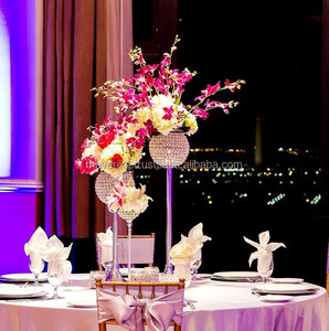 Candelabro de copa de cristal de Metal brillante, centro de mesa de bola de flores para eventos de boda, decoración de mesa de fiesta - Product Image 5